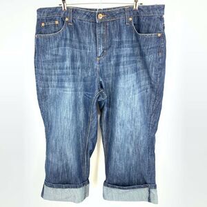 Merona blue denim multi pocket women's plus size cuffed leg crop jeans 20W